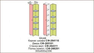 Шкаф-окончание Силуэт СФ-264110+СФ-265101+СФ-264311+СФ-266201