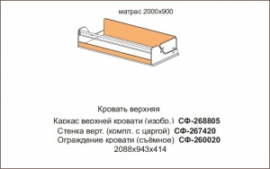 Кровать верхняя Силуэт арт.СФ-268805+СФ-267420+СФ-260020