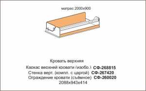 Кровать верхняя Силуэт арт.СФ-268815+СФ-267420+СФ-260020