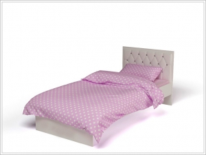 Кровать классика Фея с кожаным изголовьем и стразами Сваровски