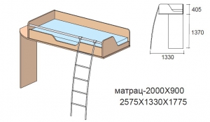 Кровать верхняя с метал. лестницей  арт.26К2209 Next