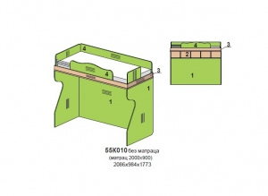 Кровать двухъярусная арт.55K010 Коллекция Кнопочка